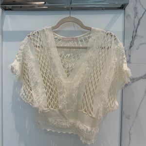 Boho Ivory Crochet V-Neck Crop Top